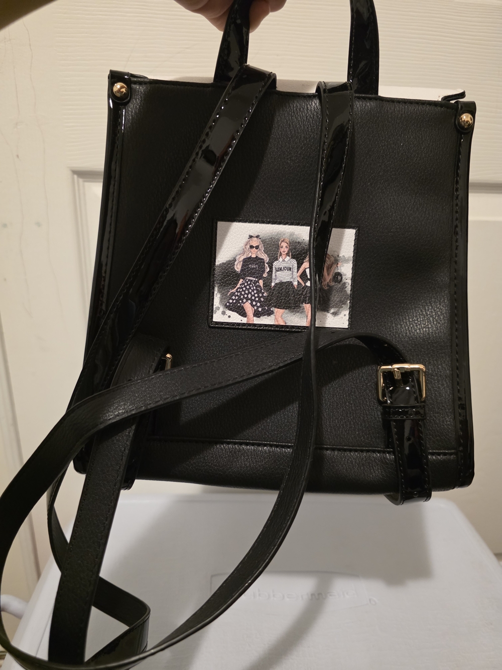 Nicole Lee Black & White Fashion Girls Convertible Backpack - Picture 4 of 8